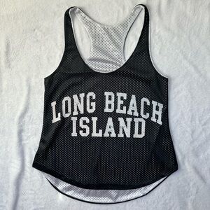 Popular Sports Long Beach Island Sleeveless Jersey in Black/White - Size Small